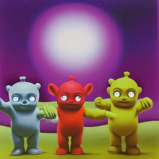 Prompt: Teletubbies acidwave by Mark Ryden