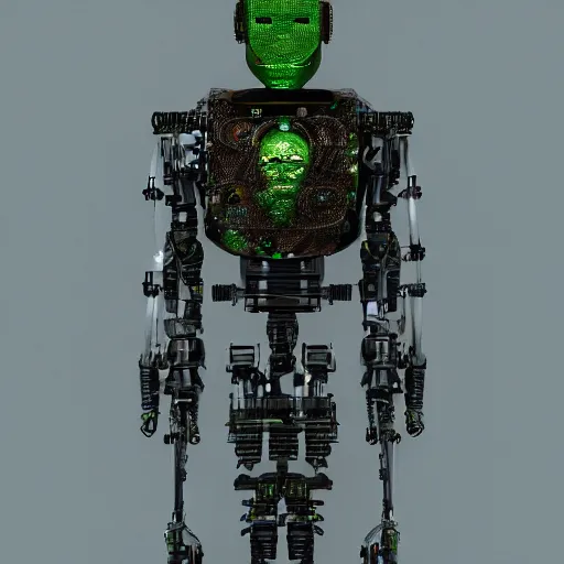 Prompt: an amazing deep portrait of a robot made of marijuana, intricate detail, volumetric lighting, 8 k, photorealistic, digital art trending on artstation
