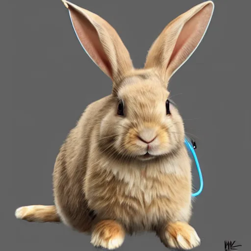 Image similar to a rabbit wearing k 7 0 1 headphones, photorealistic digital art