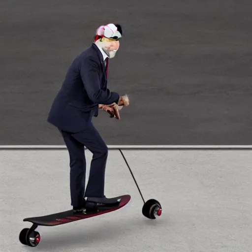 Image similar to joe biden riding a skateboard, realistic, hd