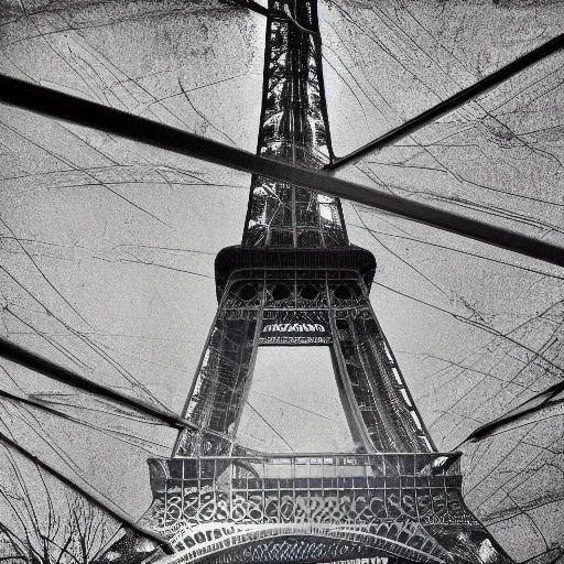 Prompt: eiffel tower upside down, street level, photorealistic, soft lighting