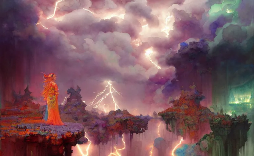 Image similar to the revenge of the lightning goddess, fantasy. intricate, amazing composition, colorful watercolor, by ruan jia, by maxfield parrish, by marc simonetti, by hikari shimoda, by robert hubert, by zhang kechun, illustration, gloomy