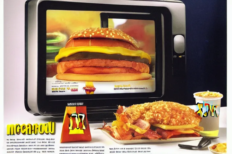 Image similar to mcdonald's television meal, y 2 k cybercore, advertisement photo