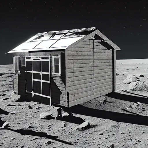 Prompt: a shed on the moon