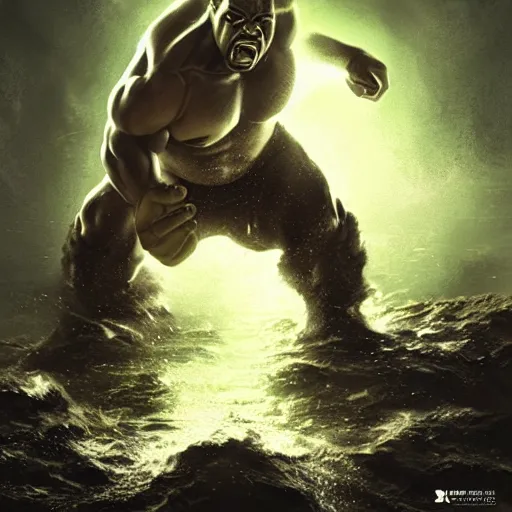 Image similar to Portrait of Kanye West as the Hulk, angry, amazing splashscreen artwork, splash art, head slightly tilted, natural light, elegant, intricate, fantasy, atmospheric lighting, cinematic, matte painting, by Greg rutkowski