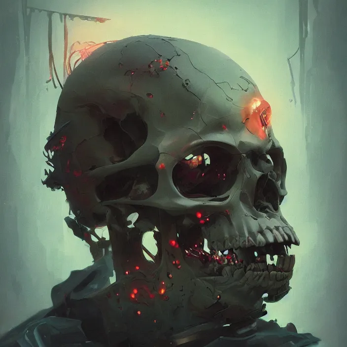 Prompt: a beautiful painting of a cyberpunk skull by sergey kolesov and nekro and pascal blanche and rhads. in style of colorful comic noir illustration, symmetry, sci fi, hyper detailed. octane render. trending on artstation