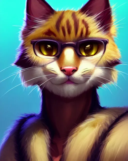 Image similar to character concept art of a young male anthropomorphic furry cat | | cute - fine - face, pretty face, key visual, realistic shaded perfect face, fine details by stanley artgerm lau, wlop, rossdraws, james jean, andrei riabovitchev, marc simonetti, and sakimichan, trending on artstation