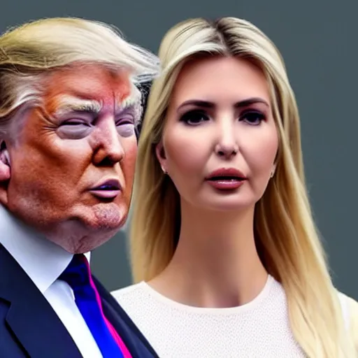 Image similar to Donald Trump and Ivanka Trump as conjoined twins, AP news photo, photorealistic,8k, XF IQ4, 150MP, 50mm, F1.4, ISO 200, 1/160s, natural light