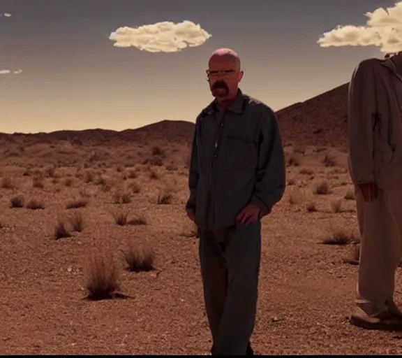 Prompt: walter white rapping in the desert, realistic, movie still