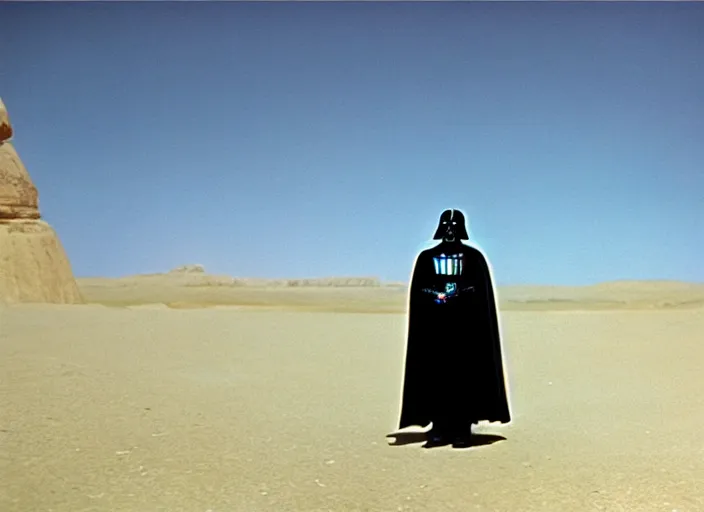 Image similar to a film still of darth vader in lawrence of arabia ( 1 9 6 2 ), technicolor