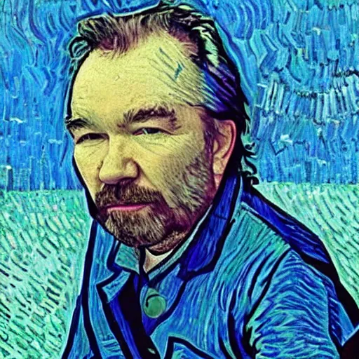 Image similar to John Prine in the style of Van Gogh