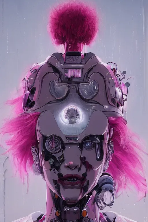 Prompt: creepy clown robot ghost in the shell girl pink hair jump from a building, tears from the eyes, wearing cyberpunk intricate streetwear, beautiful, detailed portrait, intricate complexity, ilya kuvshinov, cell shaded, 4 k, concept art, by wlop, ilya kuvshinov, greg rutkowski