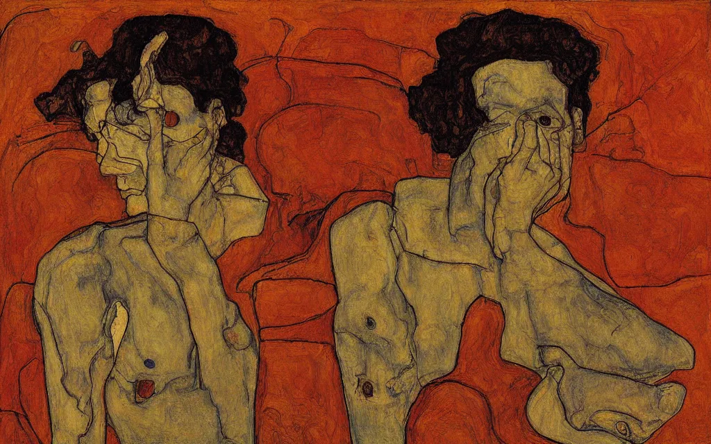 Image similar to a painting by egon schiele