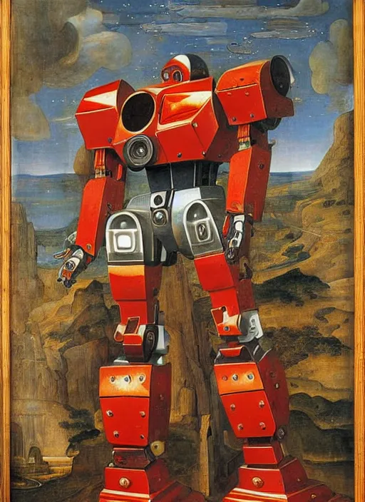 Image similar to mecha warrior robot by Jan van Eyck