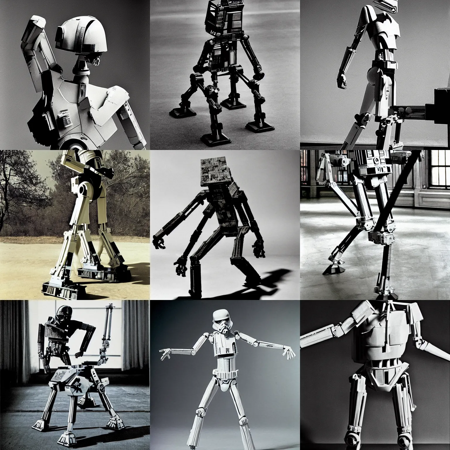 Prompt: a star wars AT-ST walker in a sexy model pose, photograph by hartmut newton