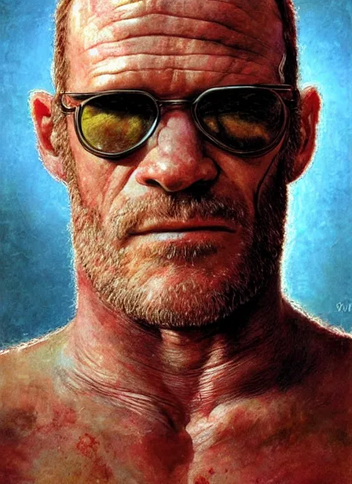 Prompt: portrait of michael rooker from slither ( 2 0 0 6 ), depth of field, soft focus, highly detailed, intricate, realistic, national geographic cover, soft glow, textured, artstation, concept art, sharp focus, illustration, art by artgerm and greg rutkowski and earl norem