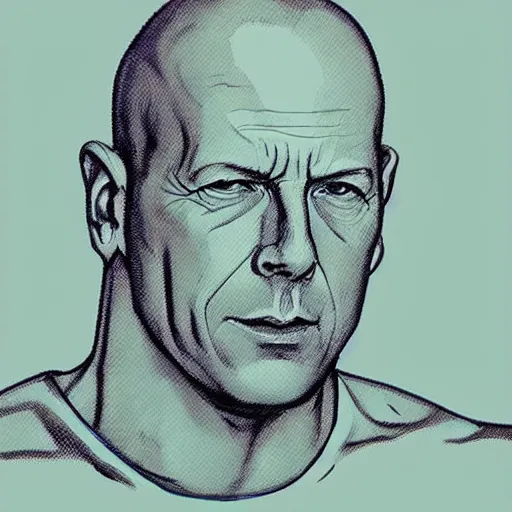 Image similar to “ bruce willis retro minimalist portrait by jean giraud, moebius starwatcher comic, 8 k ”