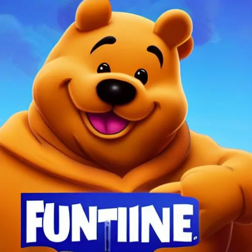 Image similar to winnie the poo as a fortnite skin