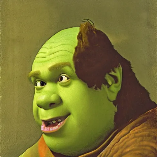 Image similar to shrek by Johannes Vermeer