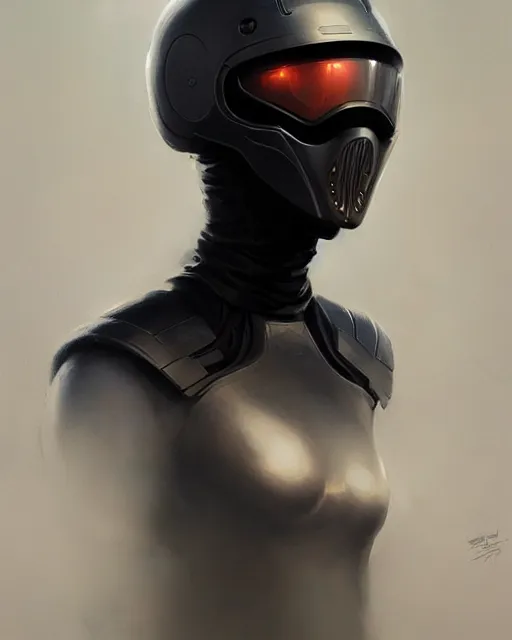 Image similar to smooth fluid black featureless helmet, by greg rutkowski, mark brookes, jim burns, tom bagshaw, magali villeneuve, trending on artstation