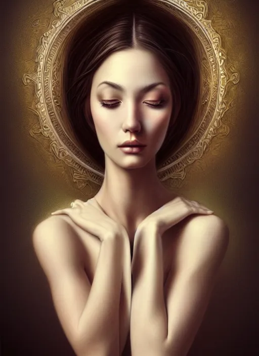 Image similar to difference between realityand dream, aesthetic, fine art, intricate, elegant, highly detailed, realistic hair, centered, digital painting, art station, conceptual art, soft, sharp focus, illustration, artwork, artgerm, salvador dali