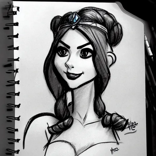 Image similar to milt kahl sketch of victoria justice as princess padme in star wars episode 3