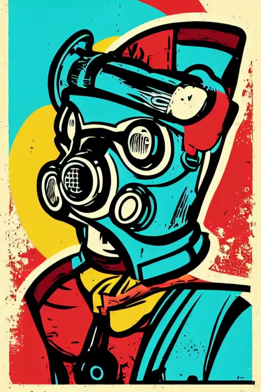 Image similar to fallout 7 6 retro futurist illustration art by butcher billy, sticker, colorful, illustration, highly detailed, simple, smooth and clean vector curves, no jagged lines, vector art, smooth andy warhol style