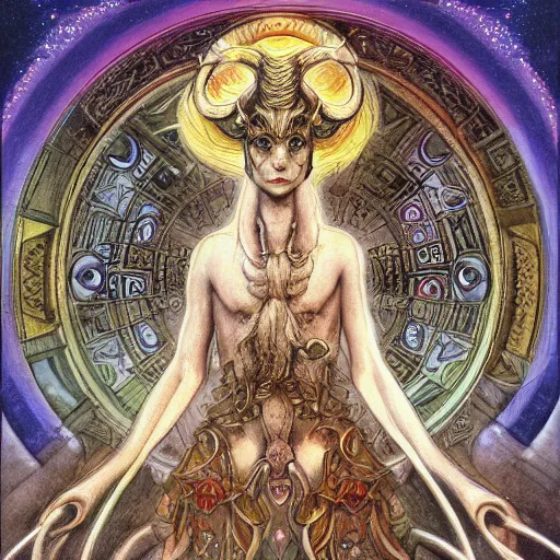 Image similar to aries zodiac artwork, mystic occult style, detailed, 8 k, symmetrical, by brian froud