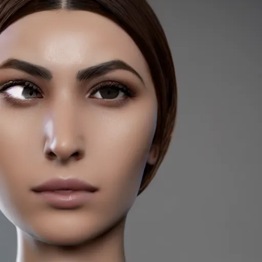 Prompt: young woman face with 8 inch long nose octane render