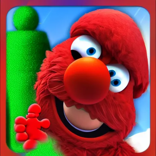 Image similar to elmo and mario adventure together