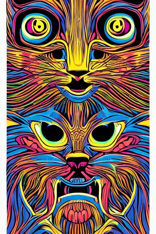 Image similar to demon cat, art by brian miller, sticker, colorful, illustration, highly detailed, simple, smooth and clean vector curves, no jagged lines, vector art, smooth