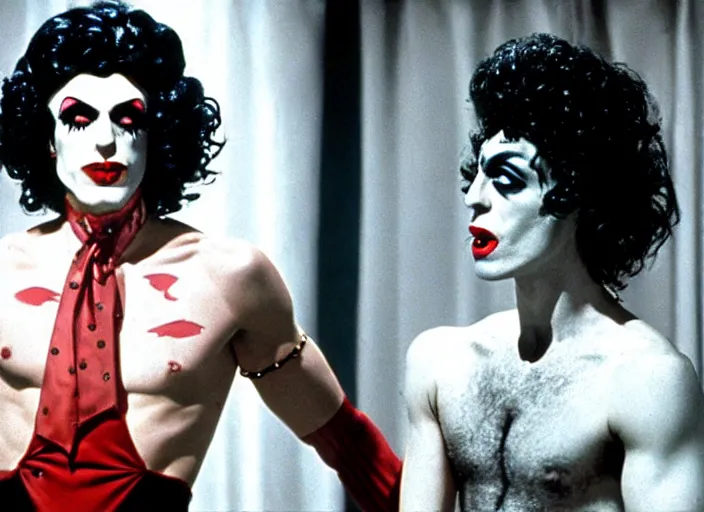 Prompt: film still of jordan peterson as frank n. furter in the rocky horror picture show movie ( 1 9 7 5 )