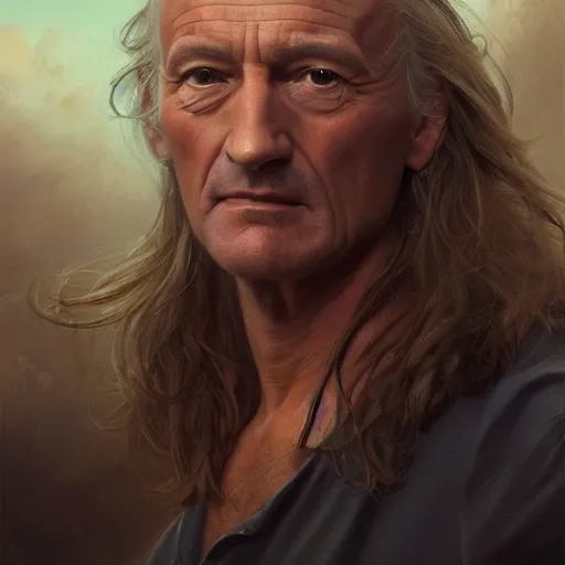 Image similar to John Locke with beautiful flowing long hair, detailed, centered, digital painting, artstation, concept art, donato giancola, Joseph Christian Leyendecker, WLOP, Boris Vallejo, Breathtaking, 8k resolution, extremely detailed, beautiful, establishing shot, artistic, hyperrealistic, beautiful face, octane render, cinematic lighting, dramatic lighting, masterpiece