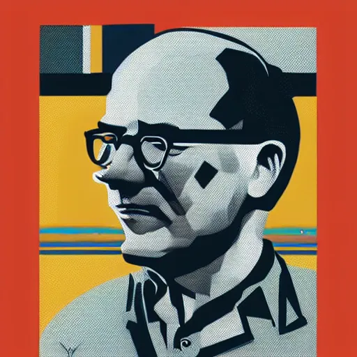 Prompt: portrait of le corbusier by sachin teng