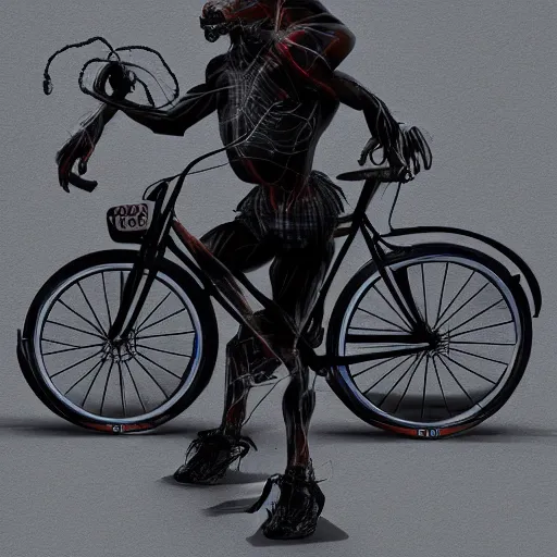 Prompt: humanoid on bicycle artstation unreal