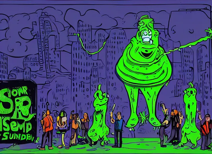 Prompt: somebody on a nickelodeon tv show being slimed, dark fantasy, night, by wes benscoter, digital art