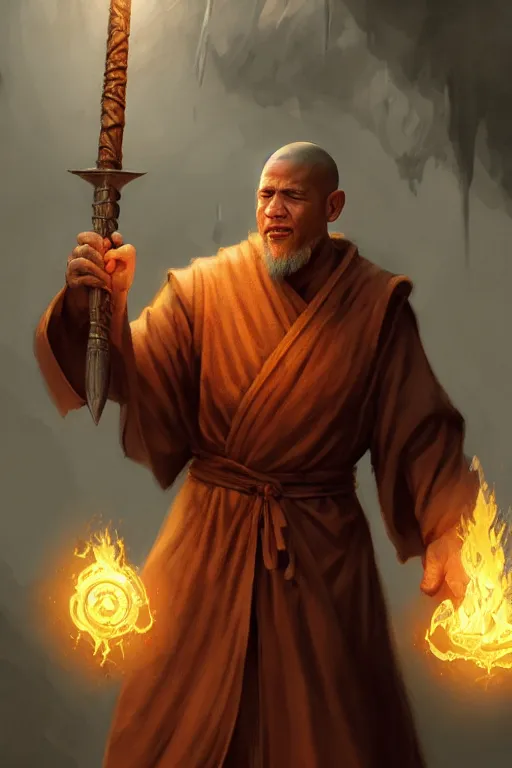 Prompt: monk with draconic face features, wearing a simple robe, holding a war hammer, highly detailed, d & d, fantasy, highly detailed, digital painting, trending on artstation, concept art, sharp focus, illustration, global illumination, shaded, art by artgerm and greg rutkowski and fuji choko and viktoria gavrilenko and hoang lap
