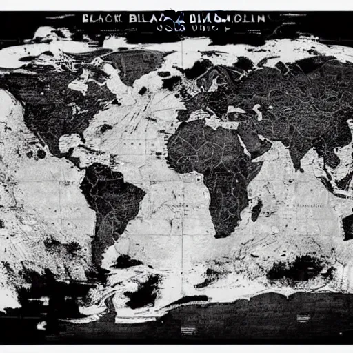 Image similar to black and white map of the world, highly detailed