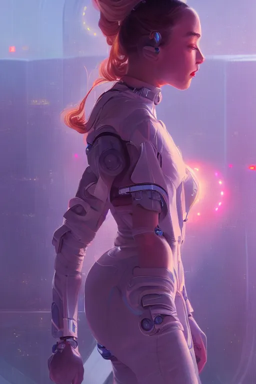 Prompt: portrait futuristic Airforce Girl, in future airport rooftop , ssci-fi, fantasy, intricate, very very beautiful, elegant, human anatomy, neon light, highly detailed, digital painting, artstation, concept art, smooth, sharp focus, illustration, art by tian zi and WLOP and alphonse mucha