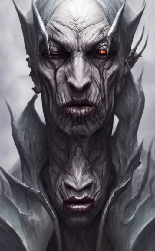 Image similar to legendary creepy dark elf wizard, highly detailed, d & d, fantasy, highly detailed, digital painting, trending on artstation, concept art, sharp focus, illustration, global illumination, ray tracing, realistic shaded, art by artgerm and greg rutkowski and fuji choko and viktoria gavrilenko and hoang lap