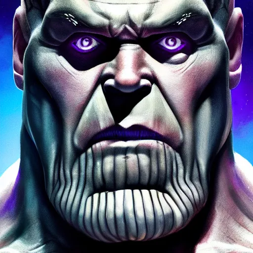 Image similar to thanos as arnold schwarzenegger , highly detailed, amazing digital art, trending on artstation, sharp, cinematic