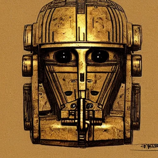 Image similar to sketch of c - 3 p 0 by leonardo da vinci