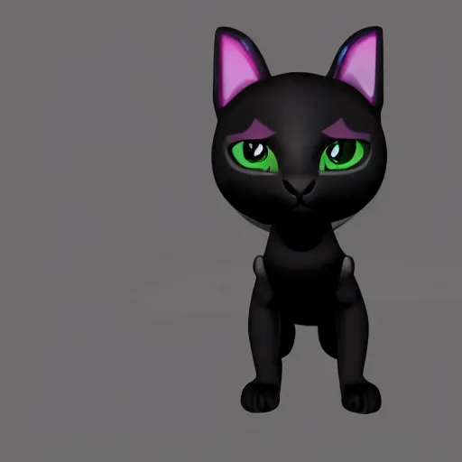 Image similar to an avatar of a black cat in the style of fortnite