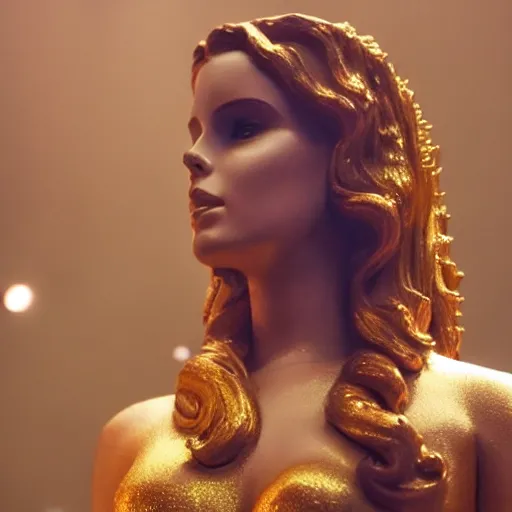 Image similar to golden statue of lana del rey