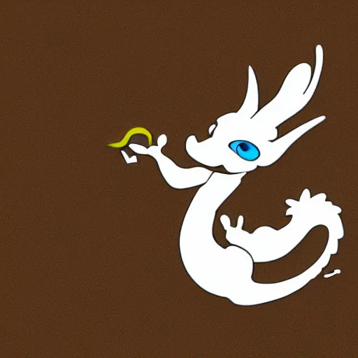 Prompt: an image on a white background of a very cute small dragon with well-designed head, logo, ink