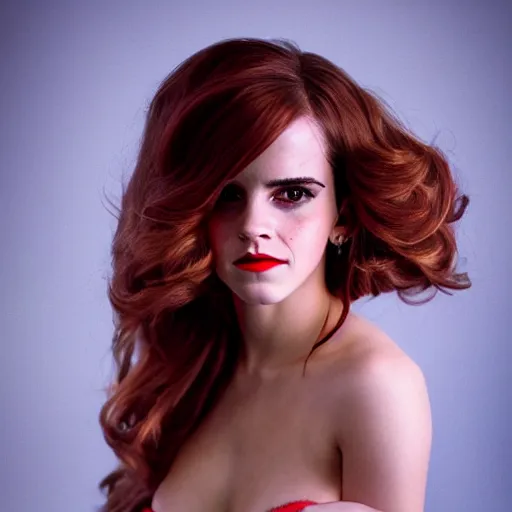 Image similar to Emma Watson as Jessica Rabbit, (EOS 5DS R, ISO100, f/8, 1/125, modelsociety, symmetric balance)