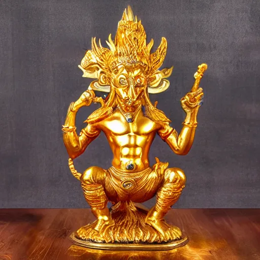 Image similar to golden statue of monkey king, powerful, hd