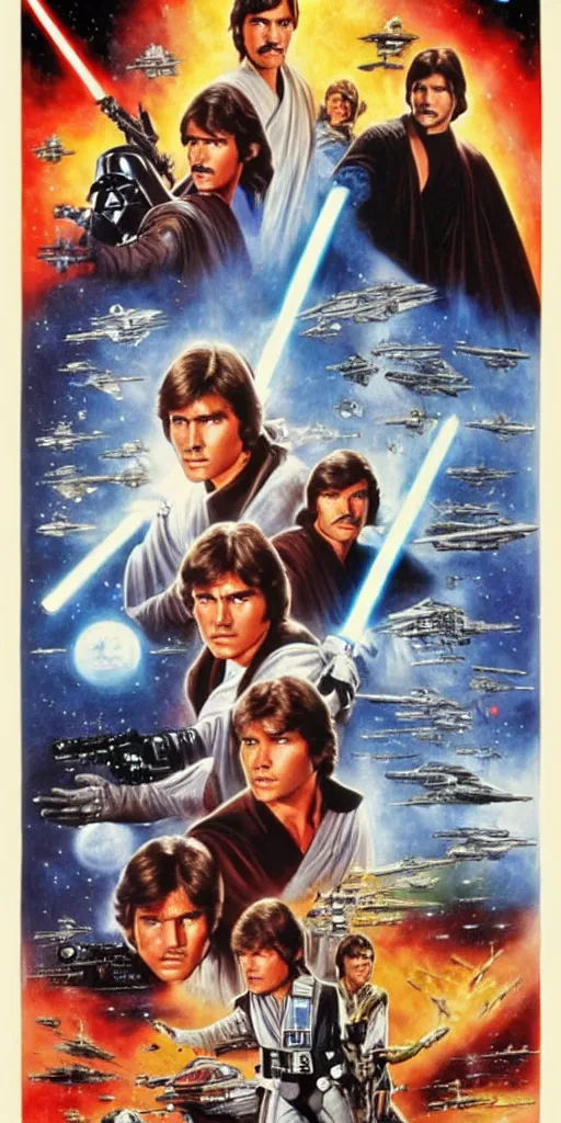 Prompt: A Star Wars New Hope movie poster starring Burt Reynolds