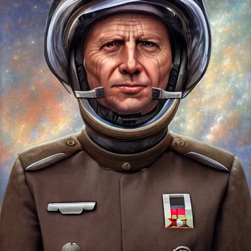 Image similar to id photo of a space officer in military outfit, art by tomasz alen kopera