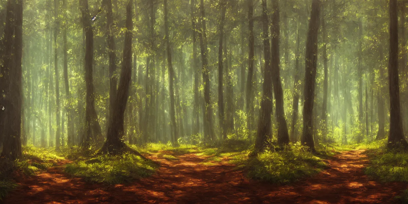 Prompt: a forest, cinematic lighting, detailed oil painting, realistic, hyperrealistic, 8k